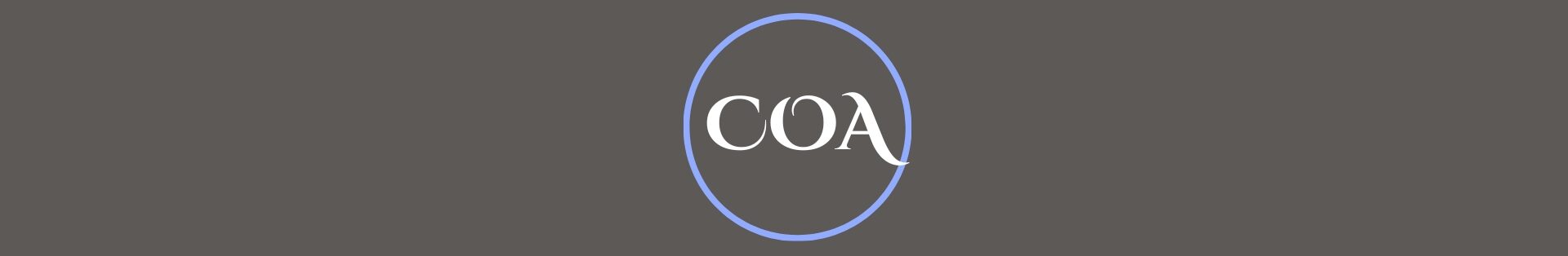Chart of Accounts Dark gray background, a light blue circle, inside COA in white letters.