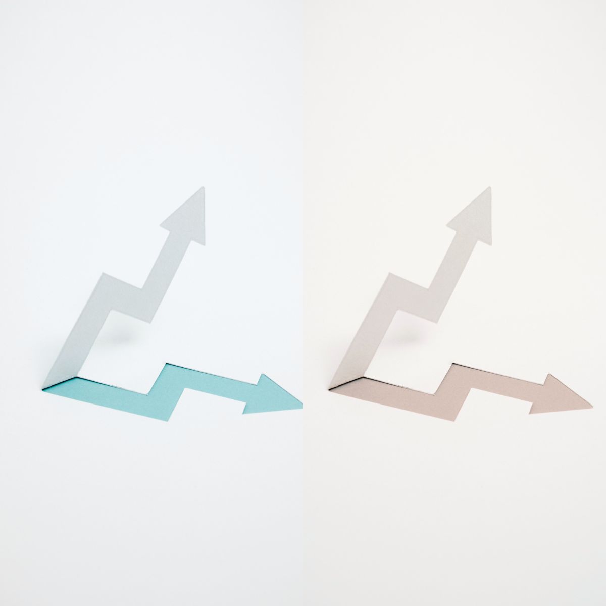 Why Some Months Feel Worse Than Others (Even When Revenue Is Similar)

Two images 
arrow point up and arrow pointing down, look the same except the bottom arrow, the left blue, the right pink.  on a gray/ white background. 